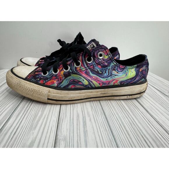 Converse Chuck Taylor All Star Oil Slick Sneakers Satin Blue Green Lace Up‎ 8 - Picture 2 of 8